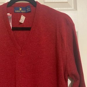 Robert Bruce vintage sweater with tags. Red with colorful speckles.  Soft